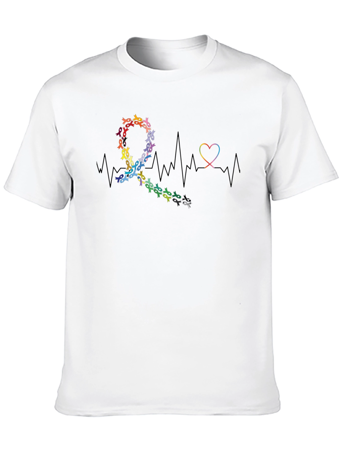 Awareness Ribbon Heartbeat Graphic T-Shirt