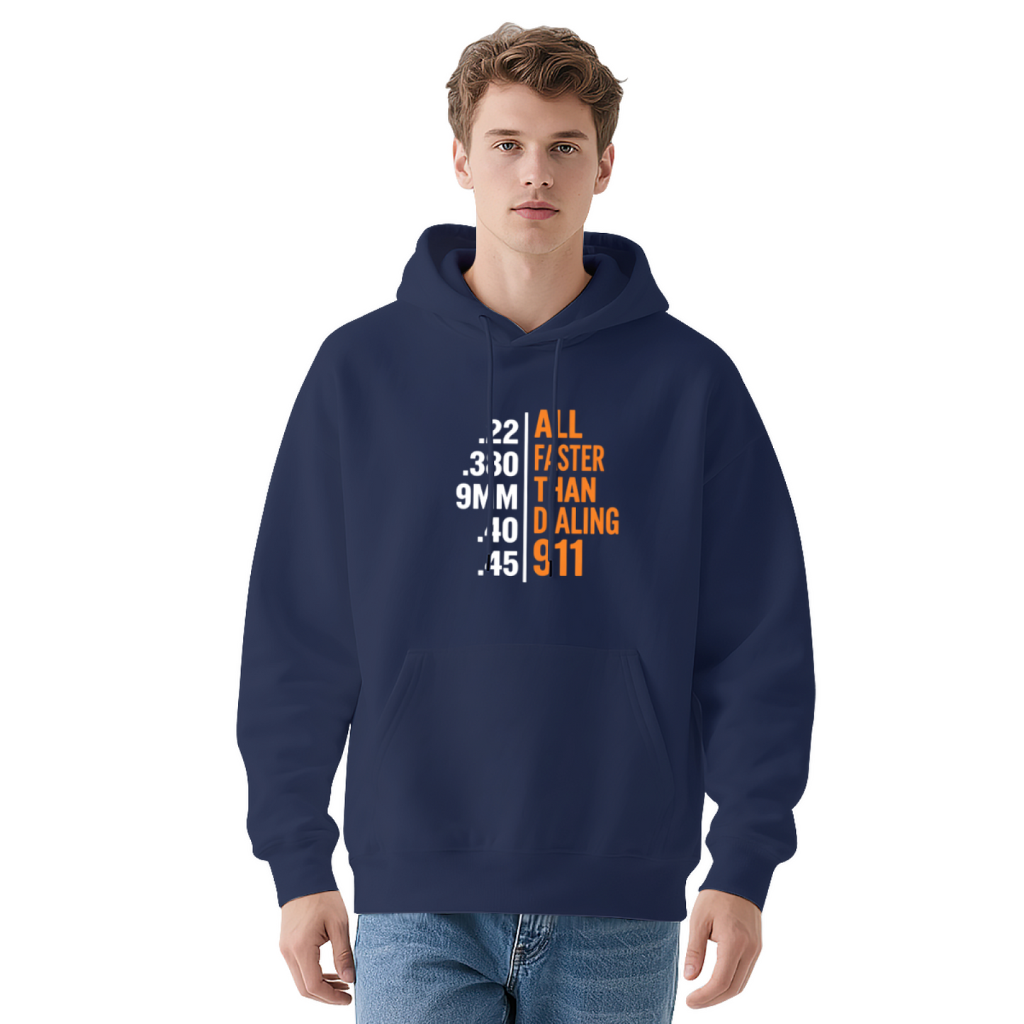 All Faster Than Dialing 911 Gun Enthusiast Statement Graphic Hoodie