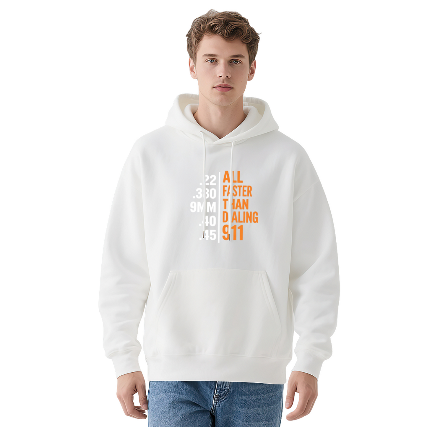 All Faster Than Dialing 911 Gun Enthusiast Statement Graphic Hoodie
