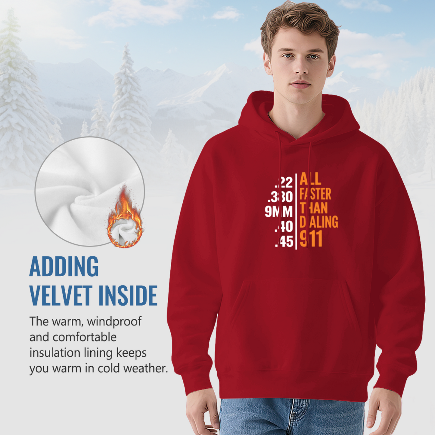 All Faster Than Dialing 911 Gun Enthusiast Statement Graphic Hoodie