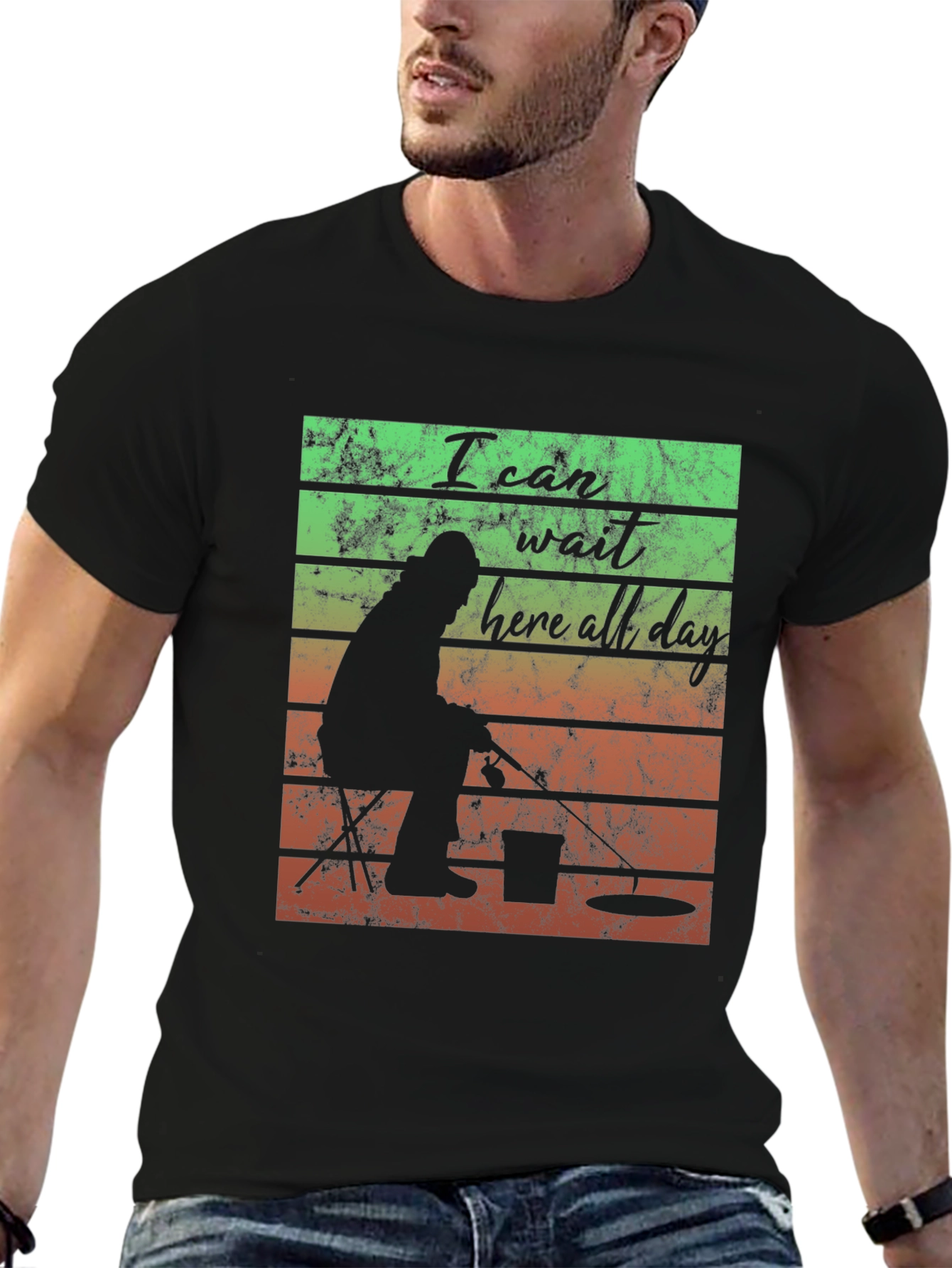 I Can Wait Here All Day Fishing T-Shirt