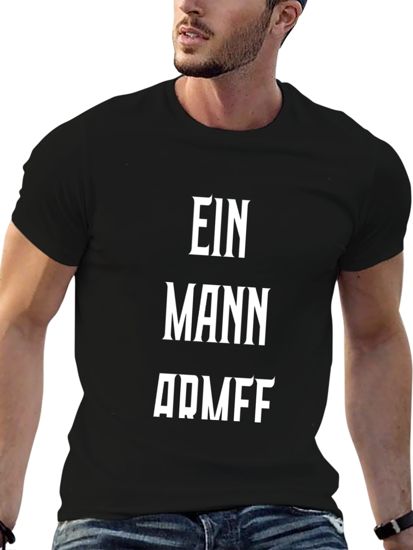 Ein Mann ARMFF Mens Black Graphic T-Shirt