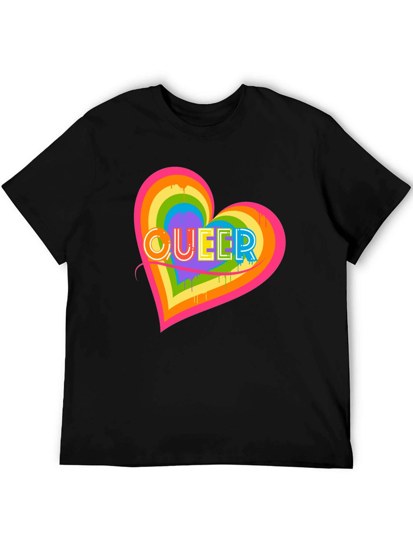 Queer Heart Graphic T-Shirt Pride Month LGBT Rainbow Tee
