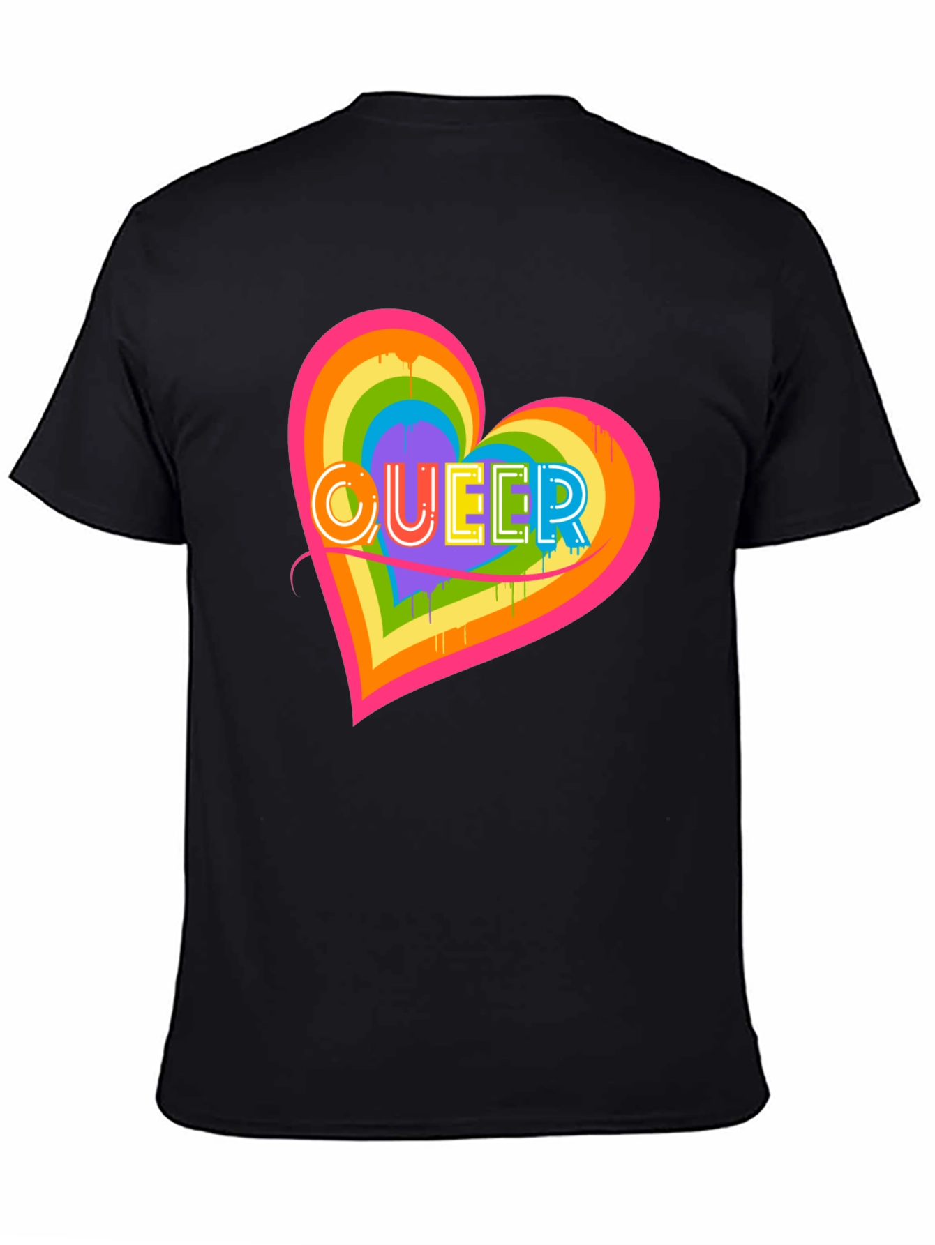 Queer Heart Graphic T-Shirt Pride Month LGBT Rainbow Tee