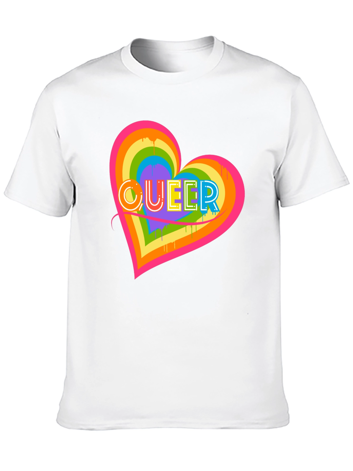 Queer Heart Graphic T-Shirt Pride Month LGBT Rainbow Tee