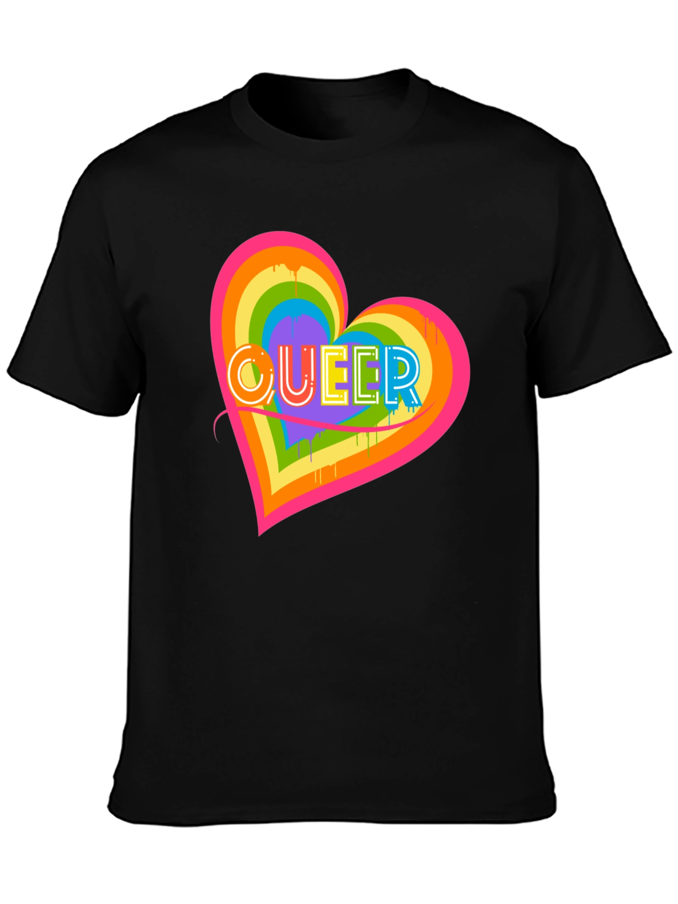 Queer Heart Graphic T-Shirt Pride Month LGBT Rainbow Tee