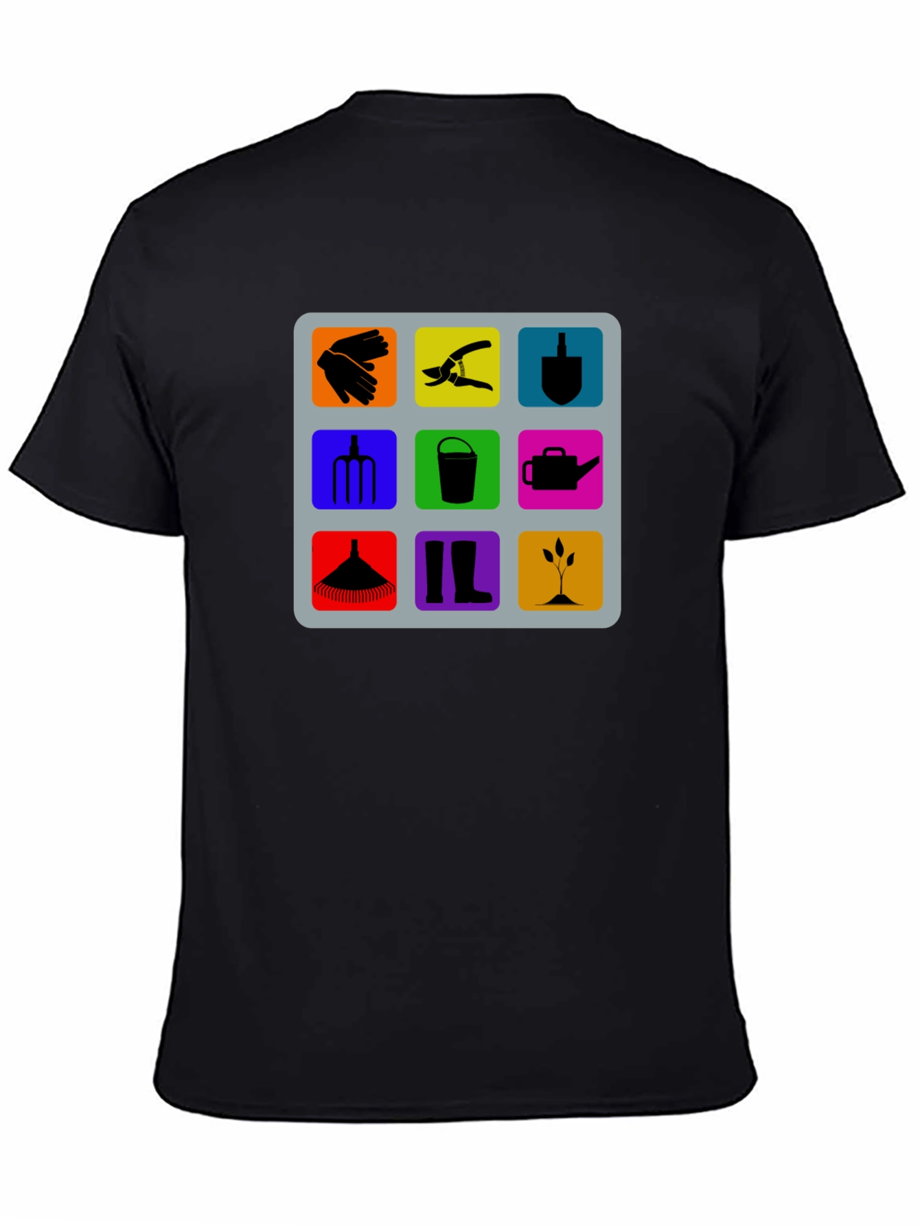Gardening Tools Graphic Tee - Black Cotton T-Shirt