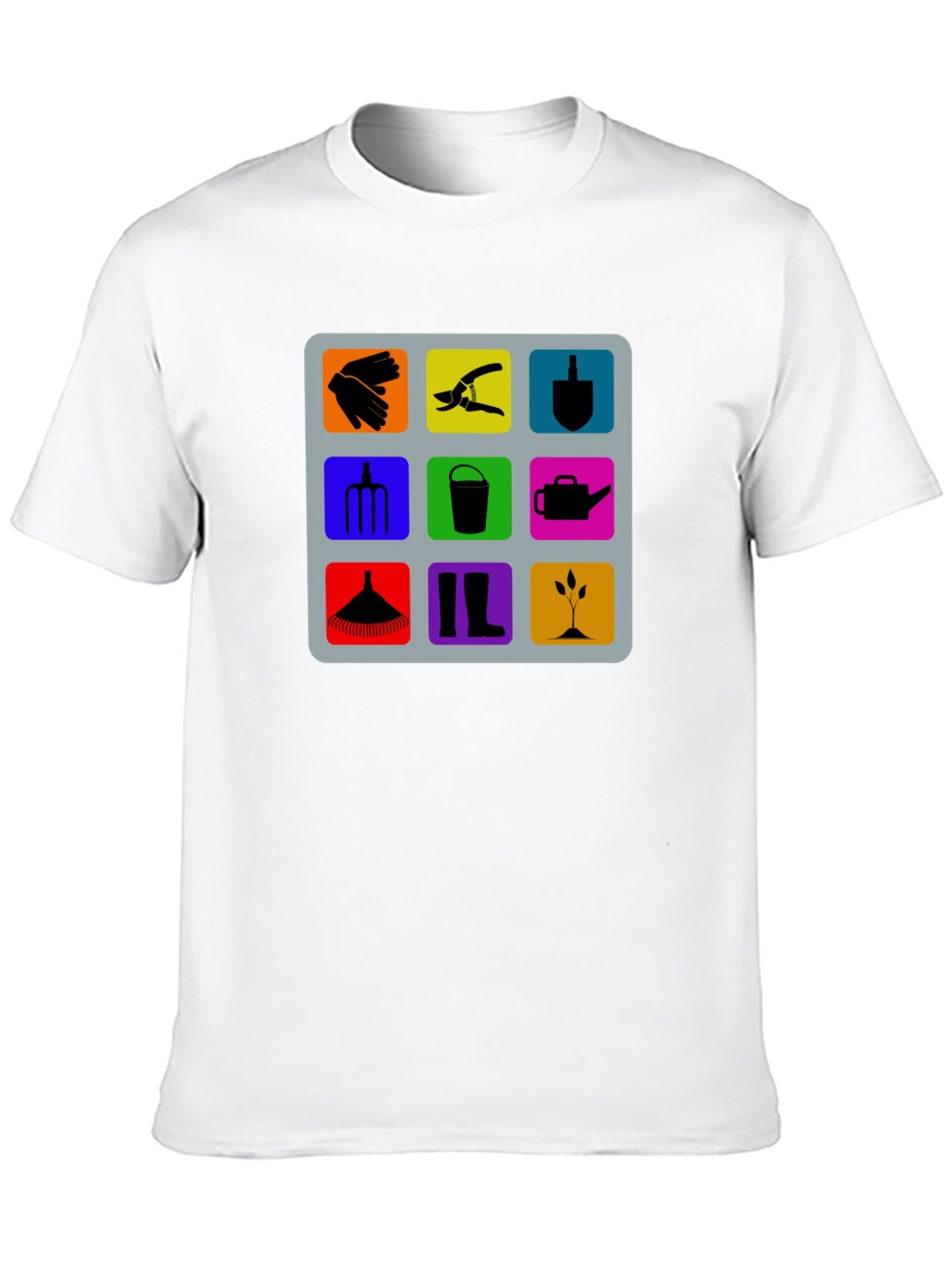 Gardening Tools Graphic Tee - Black Cotton T-Shirt