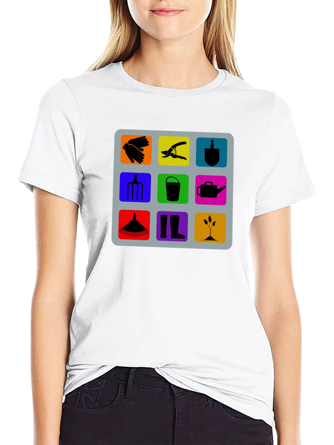 Gardening Tools Graphic Tee - Black Cotton T-Shirt
