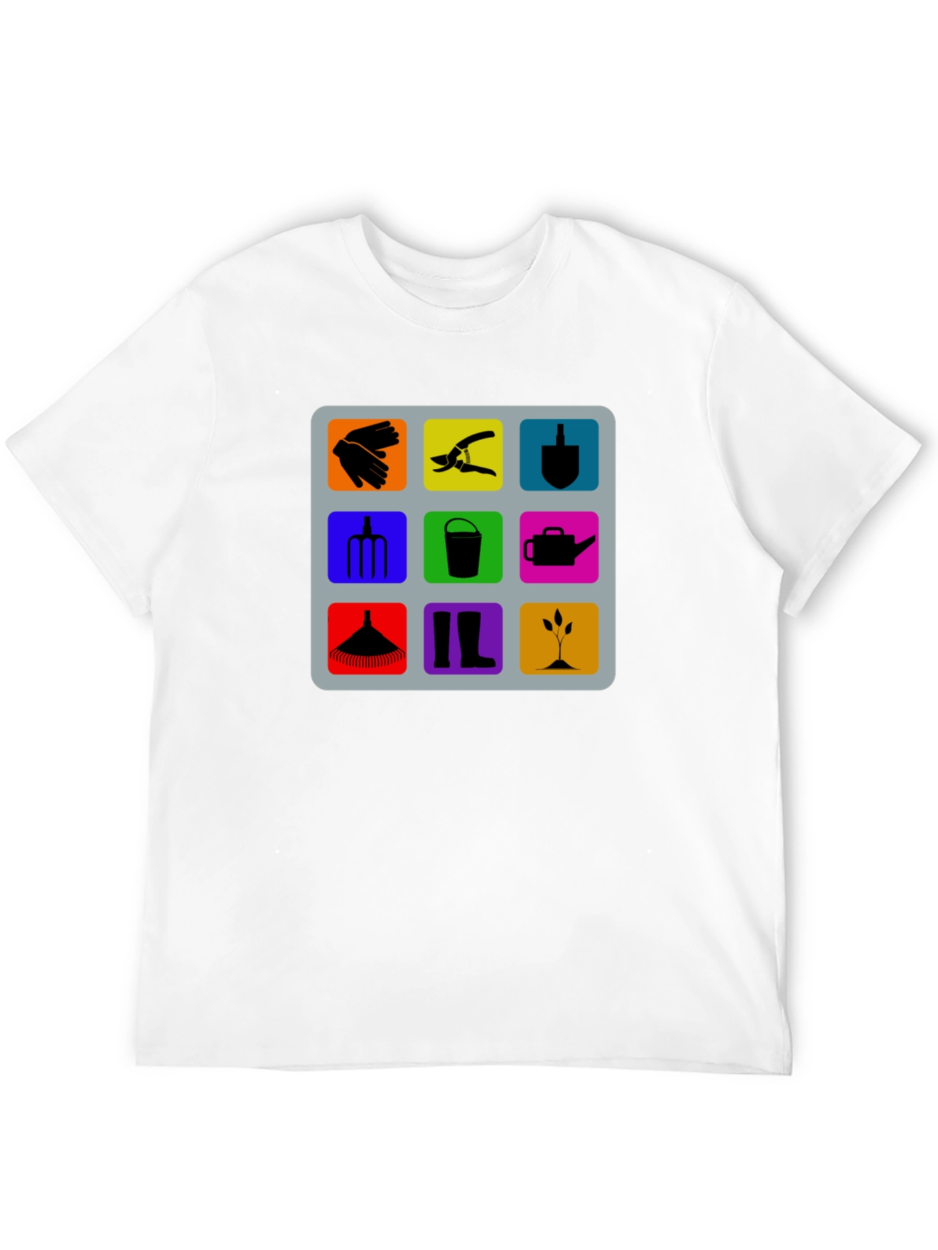 Gardening Tools Graphic Tee - Black Cotton T-Shirt
