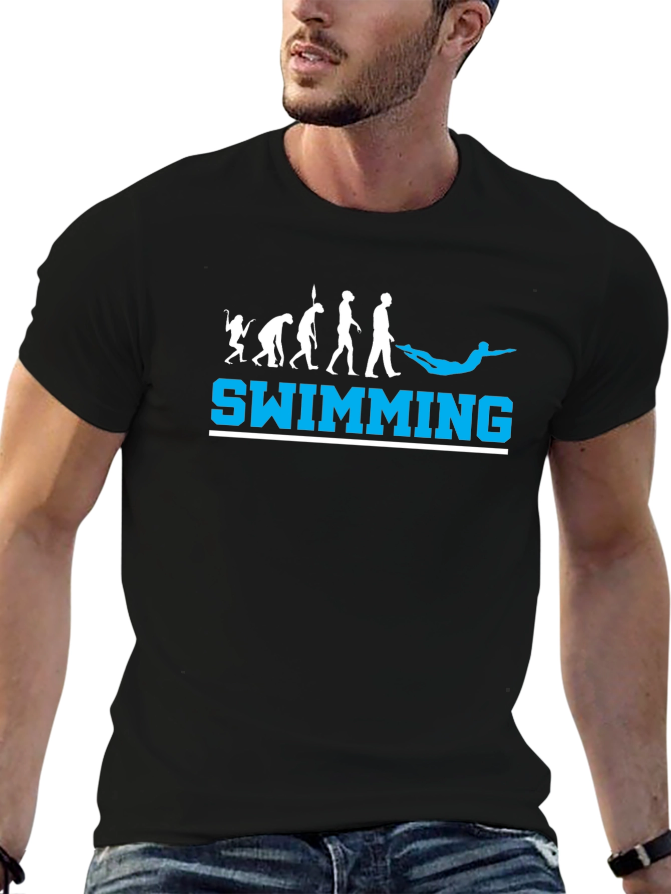 Evolution of Swimming T-Shirt - Black