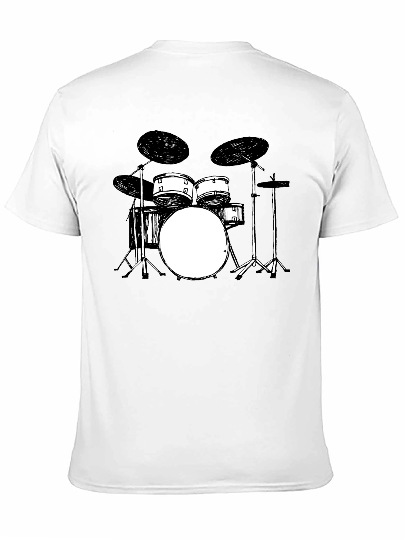 Drum Set Graphic Tee - Black Crew Neck T-Shirt