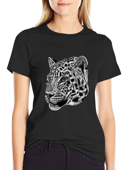 Leopard Graphic Print Black T-Shirt
