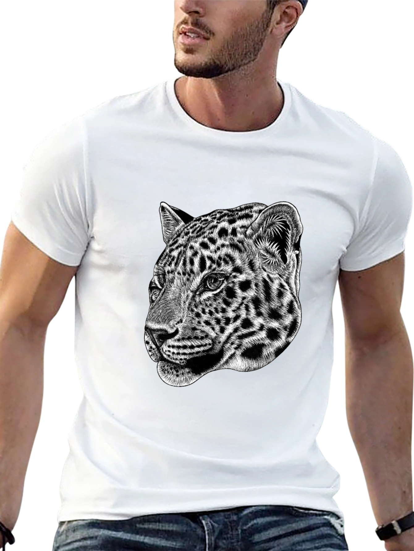 Leopard Graphic Print Black T-Shirt