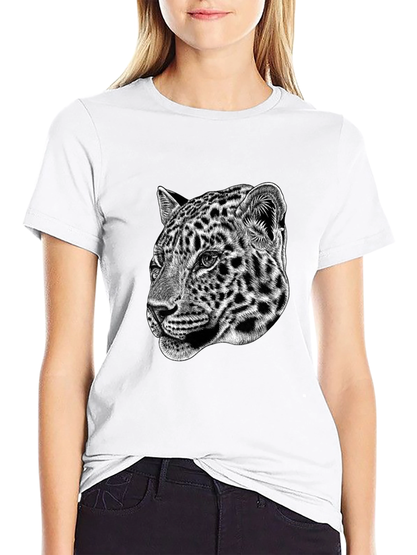 Leopard Graphic Print Black T-Shirt