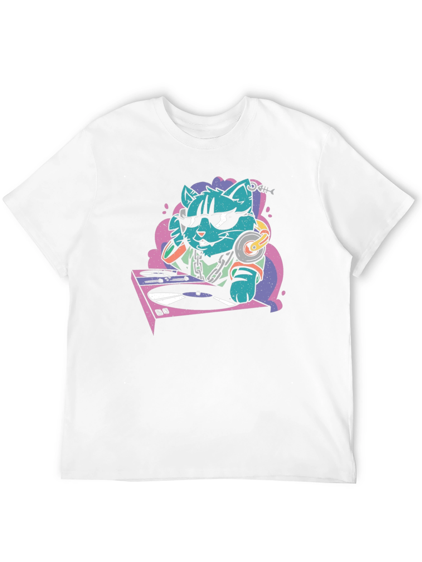 DJ Cat Graphic T-Shirt - Cool and Quirky Design