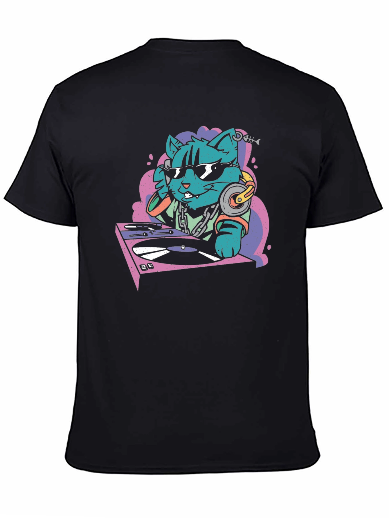 DJ Cat Graphic T-Shirt - Cool and Quirky Design
