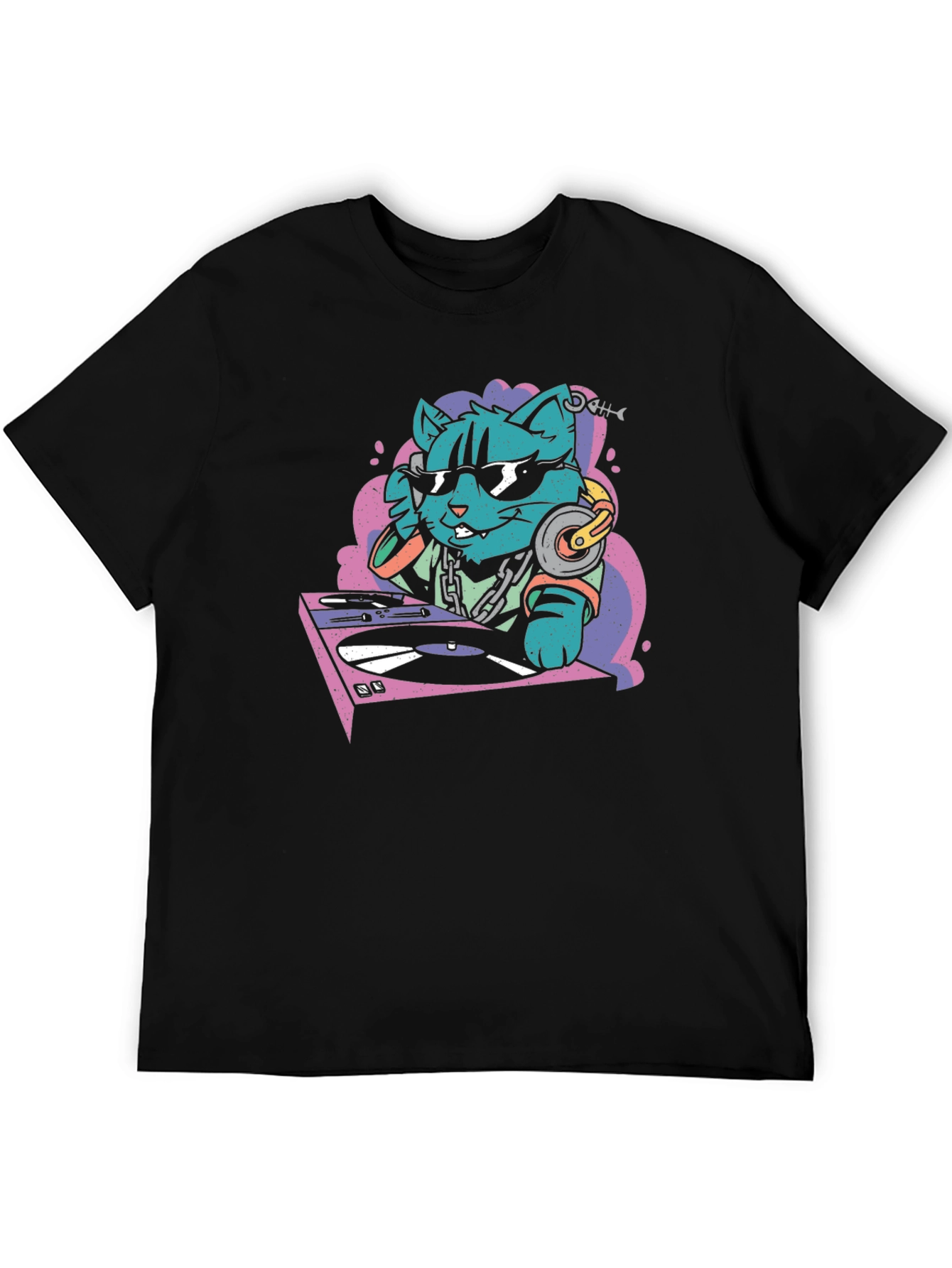 DJ Cat Graphic T-Shirt - Cool and Quirky Design