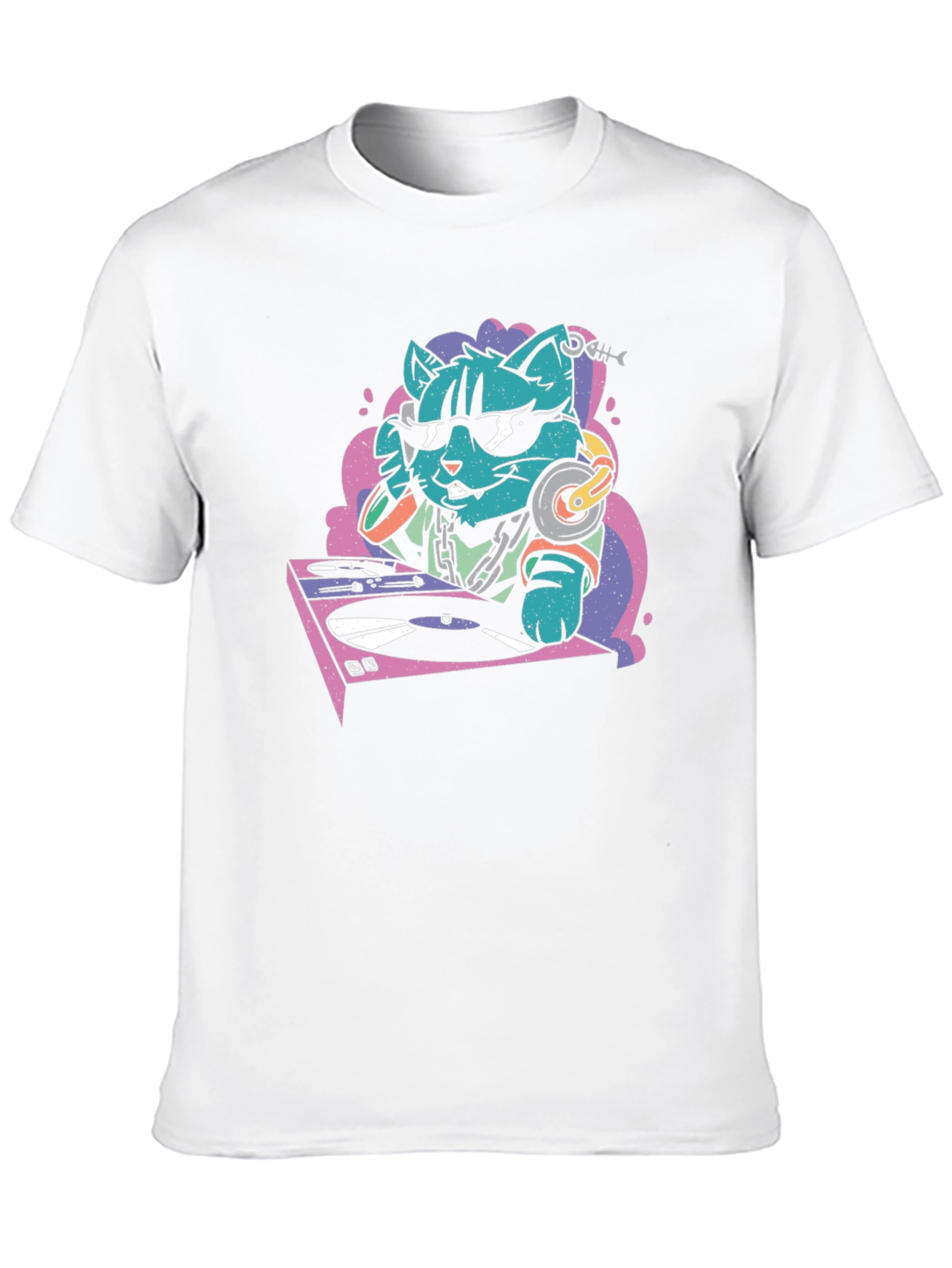DJ Cat Graphic T-Shirt - Cool and Quirky Design