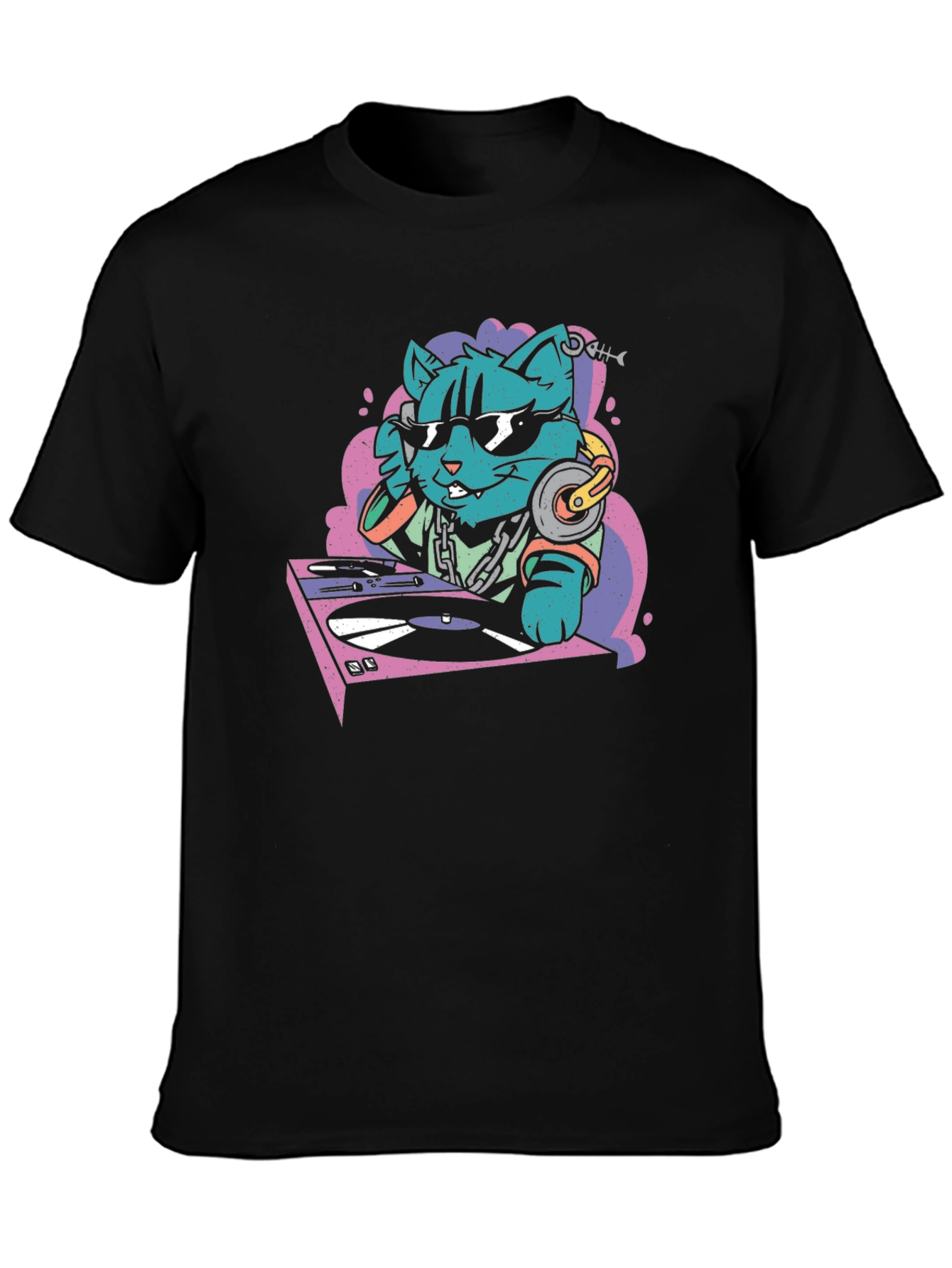 DJ Cat Graphic T-Shirt - Cool and Quirky Design