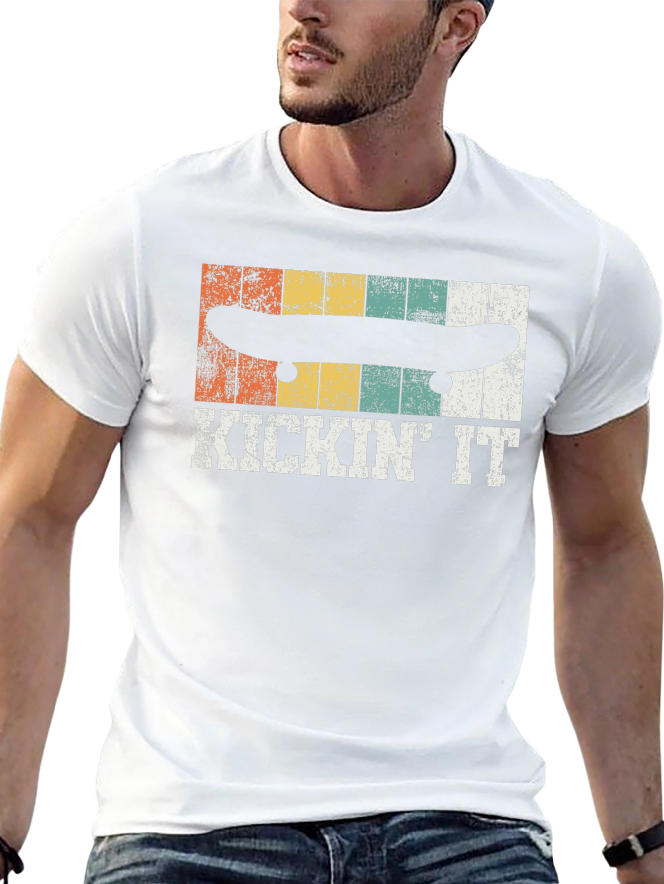 Kickin It Skateboard T-Shirt - Retro Style