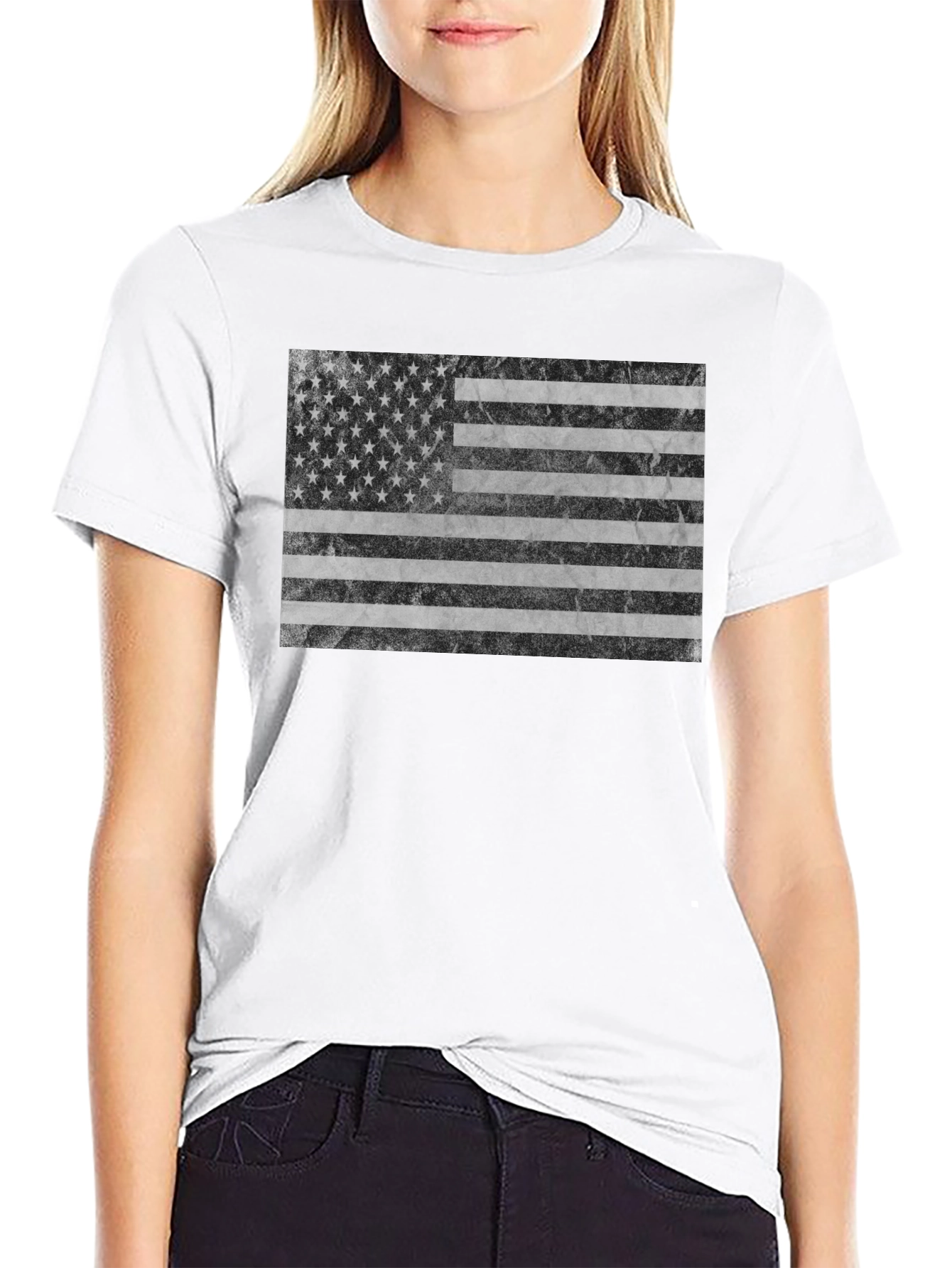 American Flag Graphic Tee - Black