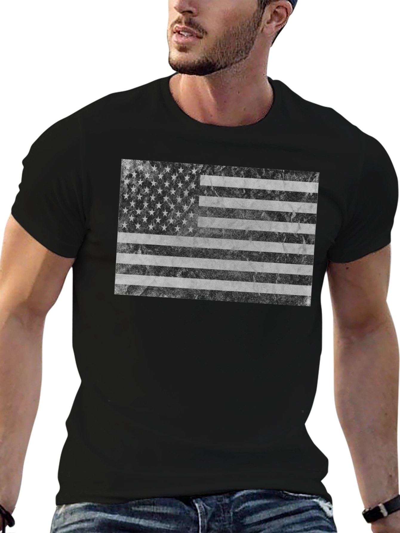 American Flag Graphic Tee - Black