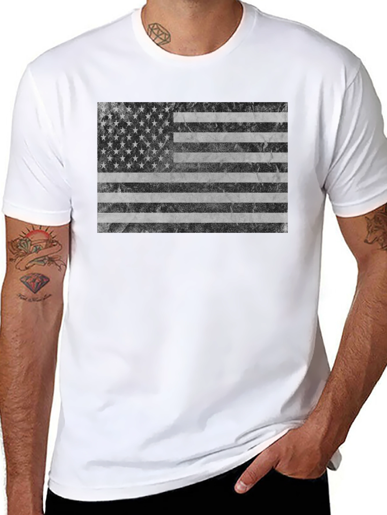 American Flag Graphic Tee - Black