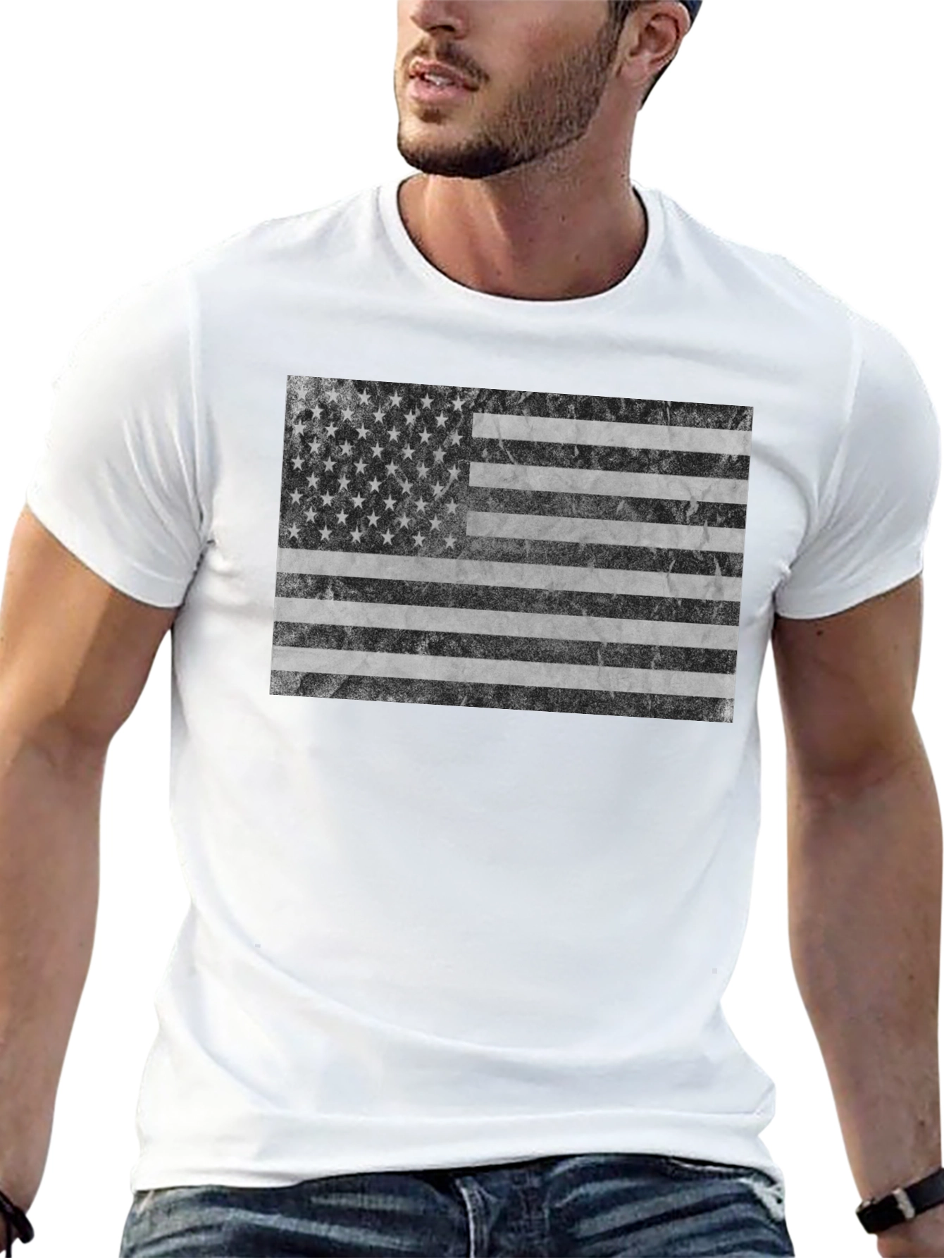 American Flag Graphic Tee - Black