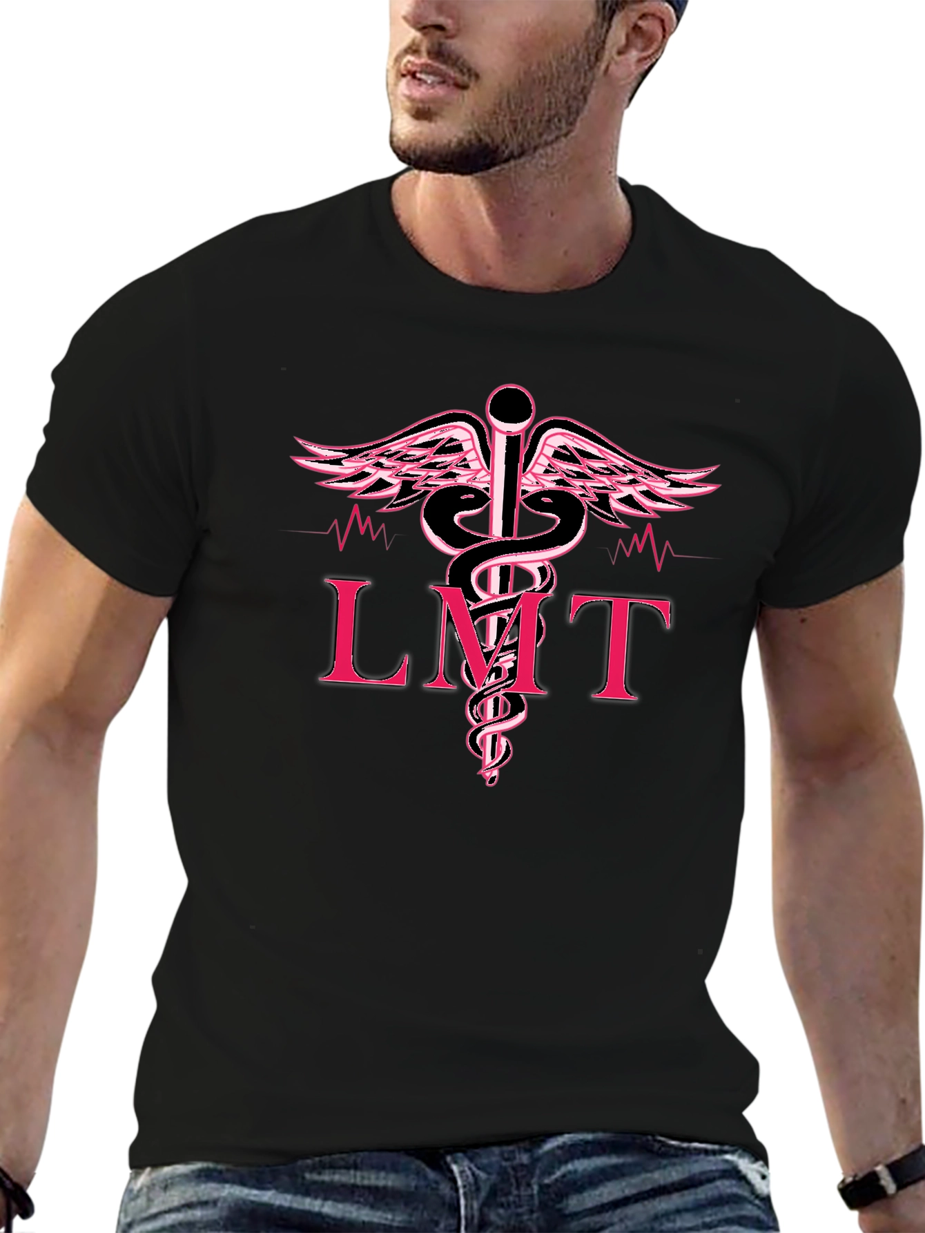 LMT Caduceus Black T-Shirt - Medical Professional Tee