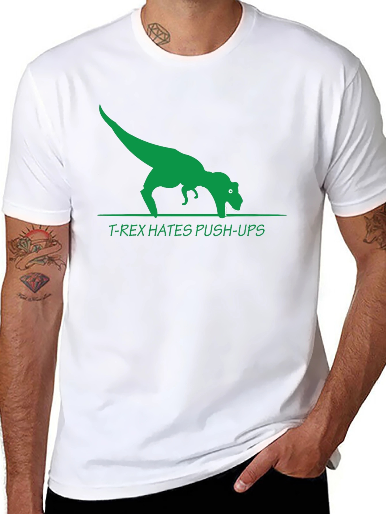 T-Rex Hates Push-Ups Graphic T-Shirt