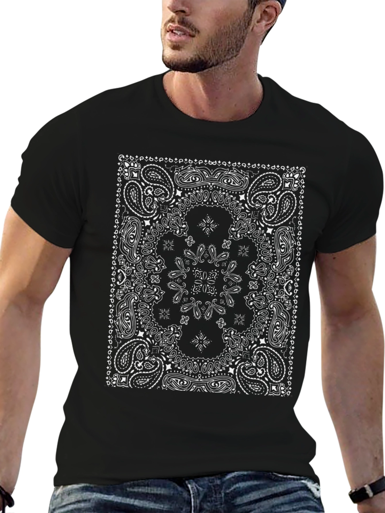Black Bandana Print T-Shirt