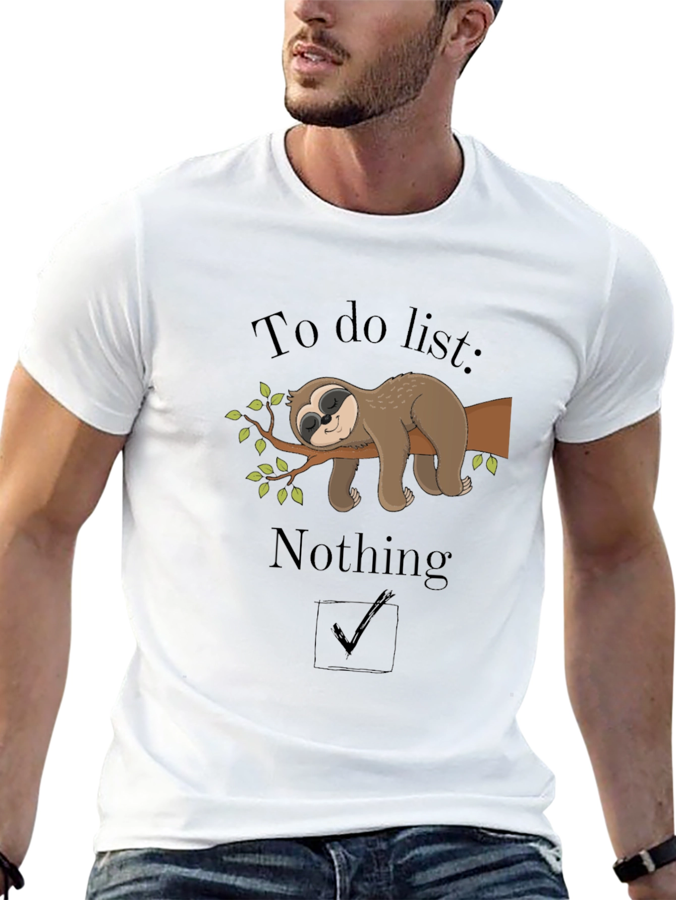 Lazy Sloth To Do Nothing Black T-Shirt