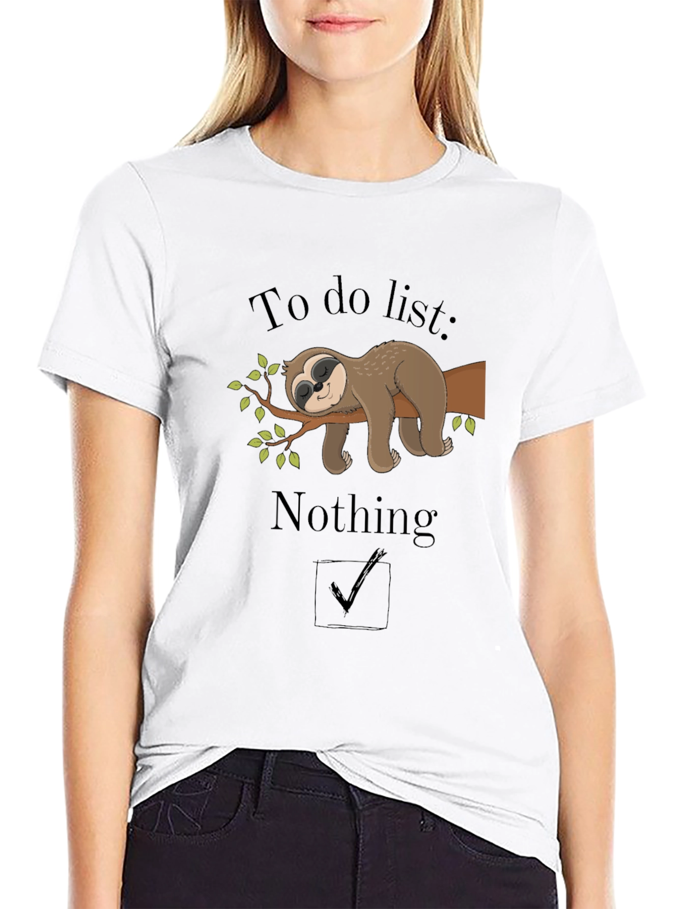 Lazy Sloth To Do Nothing Black T-Shirt