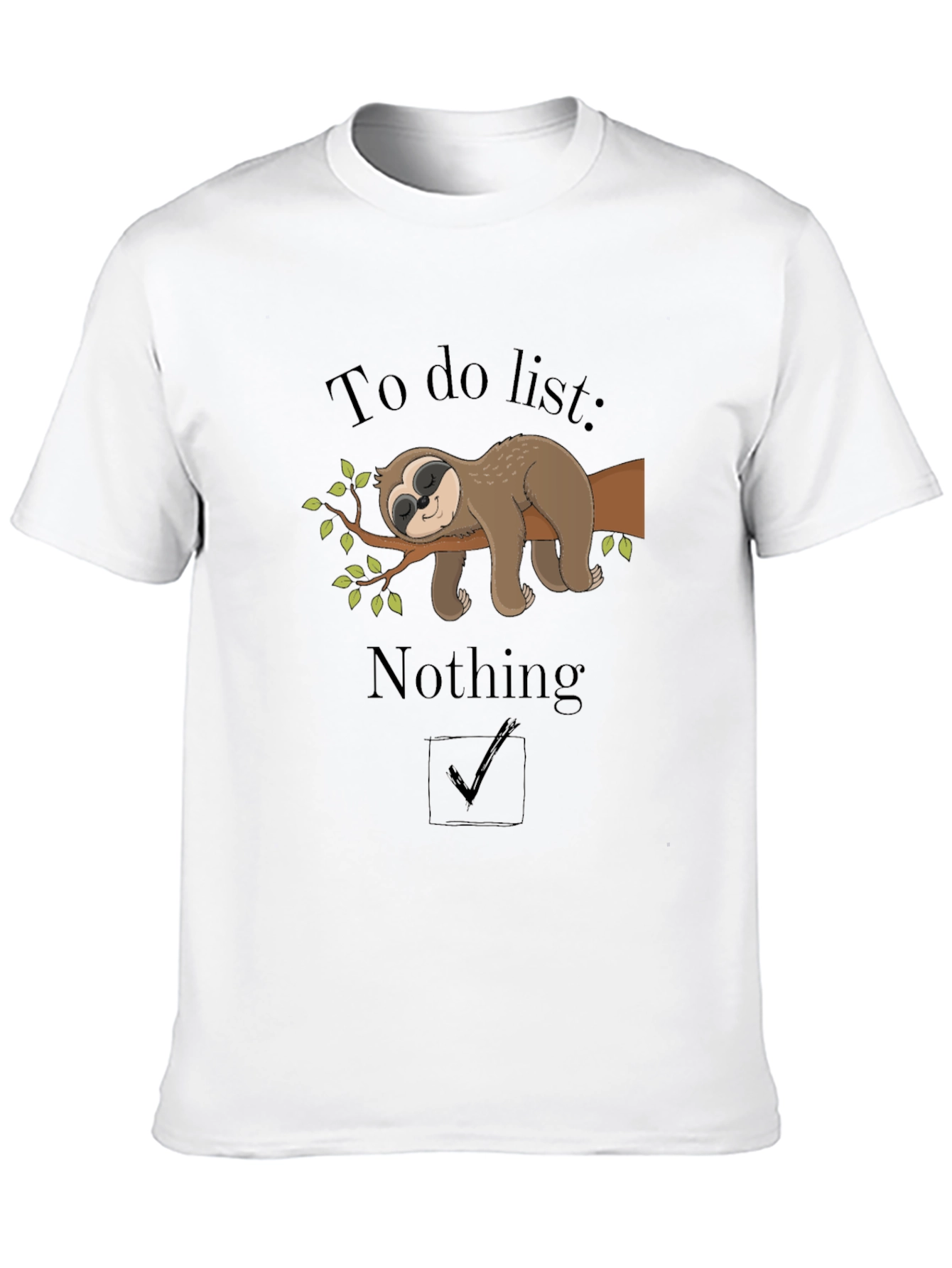 Lazy Sloth To Do Nothing Black T-Shirt
