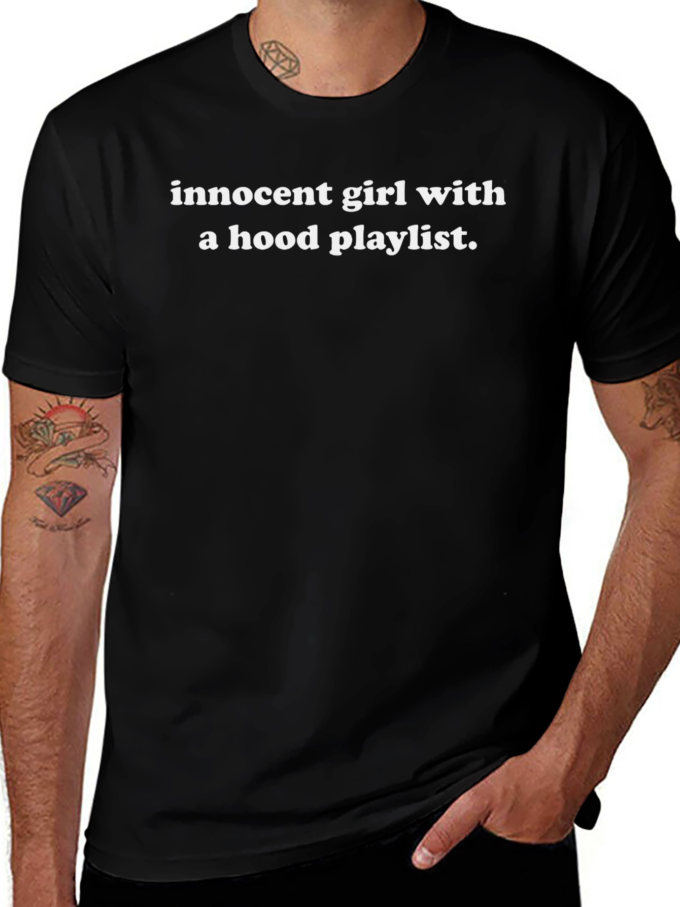 Innocent Girl Hood Playlist Black T-Shirt