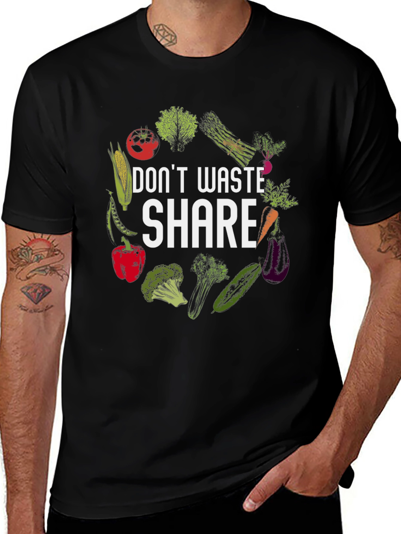 Dont Waste Share T-Shirt Vegetarian Design