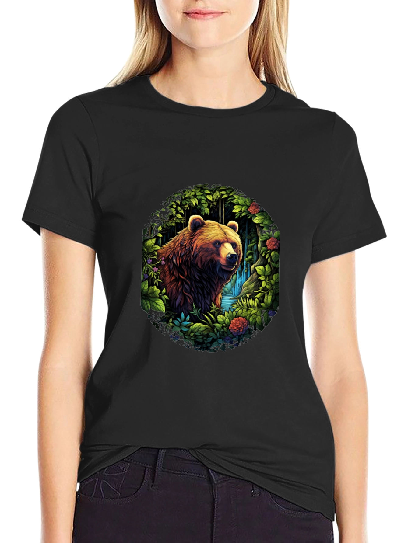 Bear in Forest T-Shirt - Nature Inspired Design