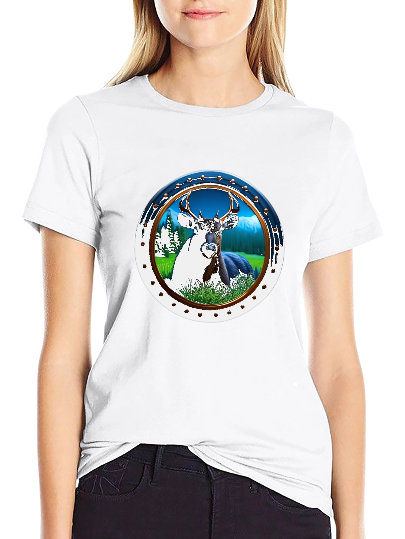 Deer Graphic T-Shirt - Nature Scene Tee