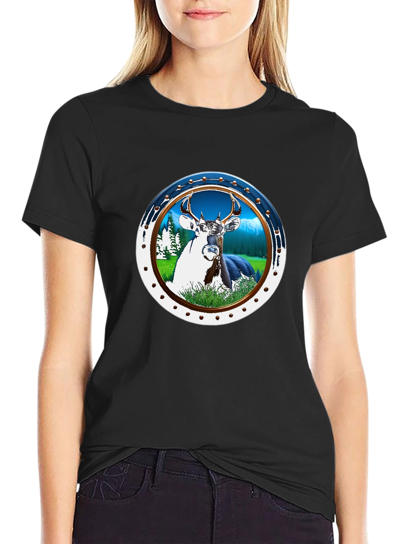 Deer Graphic T-Shirt - Nature Scene Tee