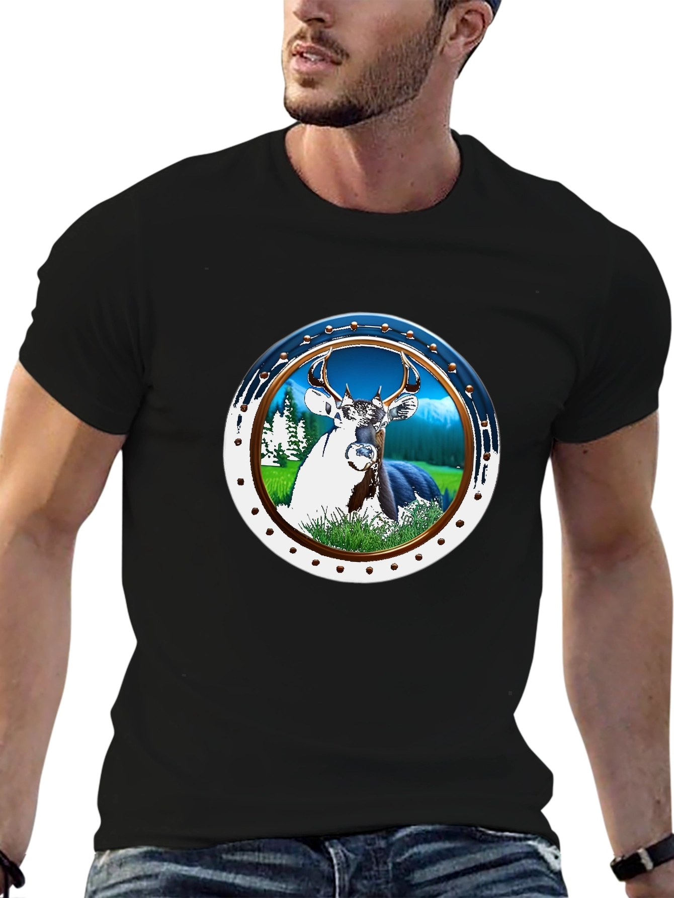 Deer Graphic T-Shirt - Nature Scene Tee