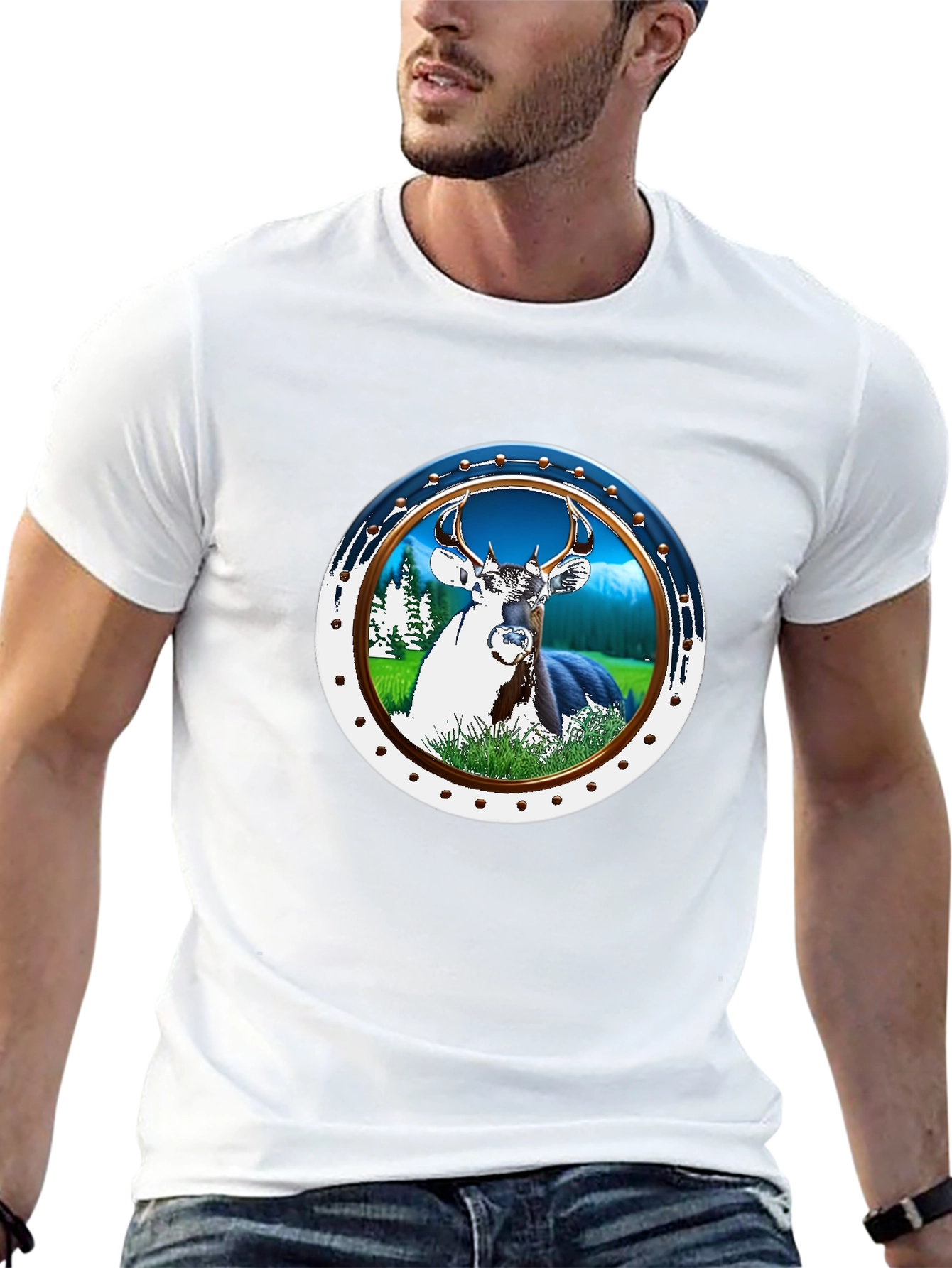 Deer Graphic T-Shirt - Nature Scene Tee