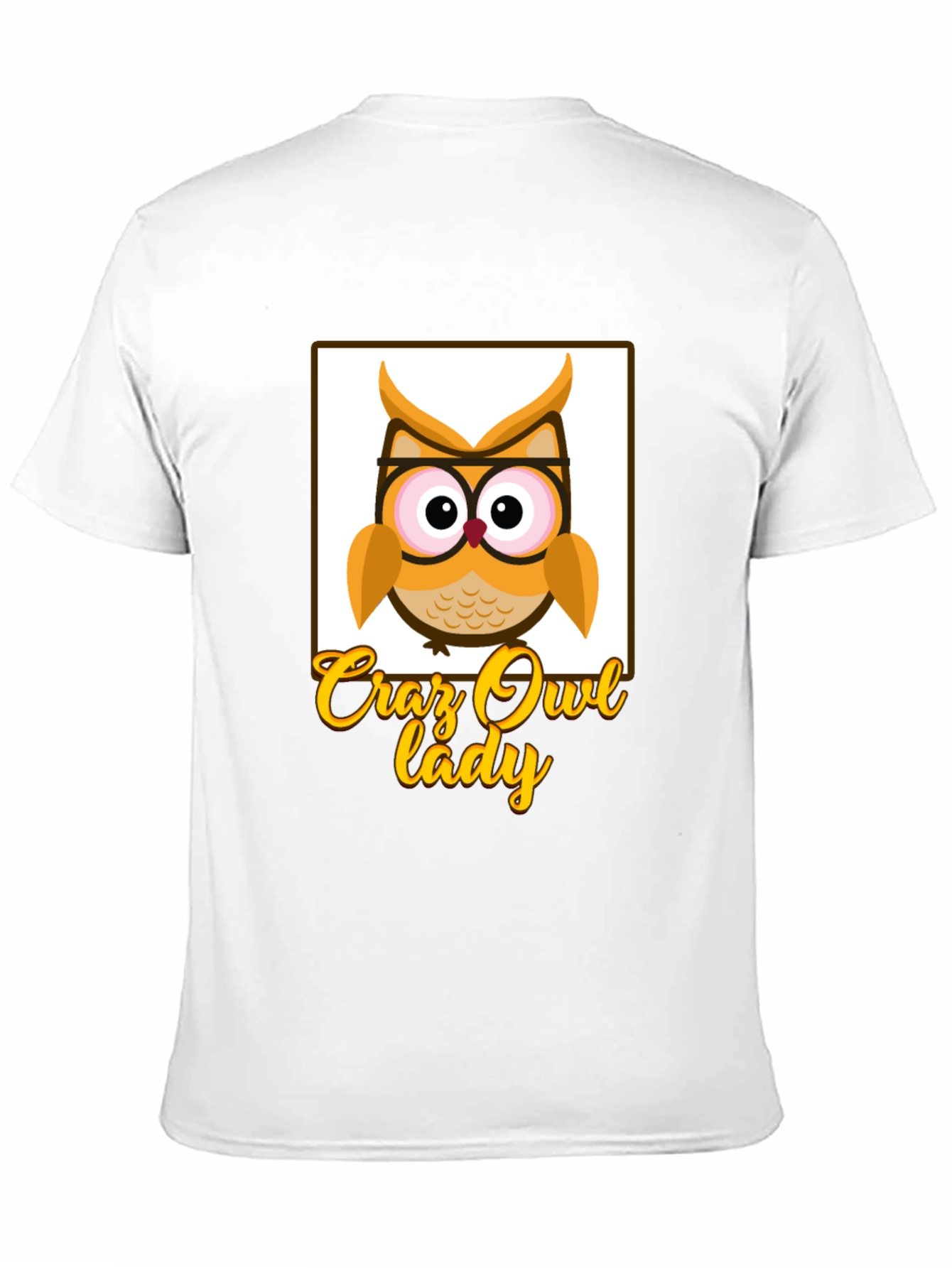 Crazy Owl Lady Graphic T-Shirt - Black Cotton Tee