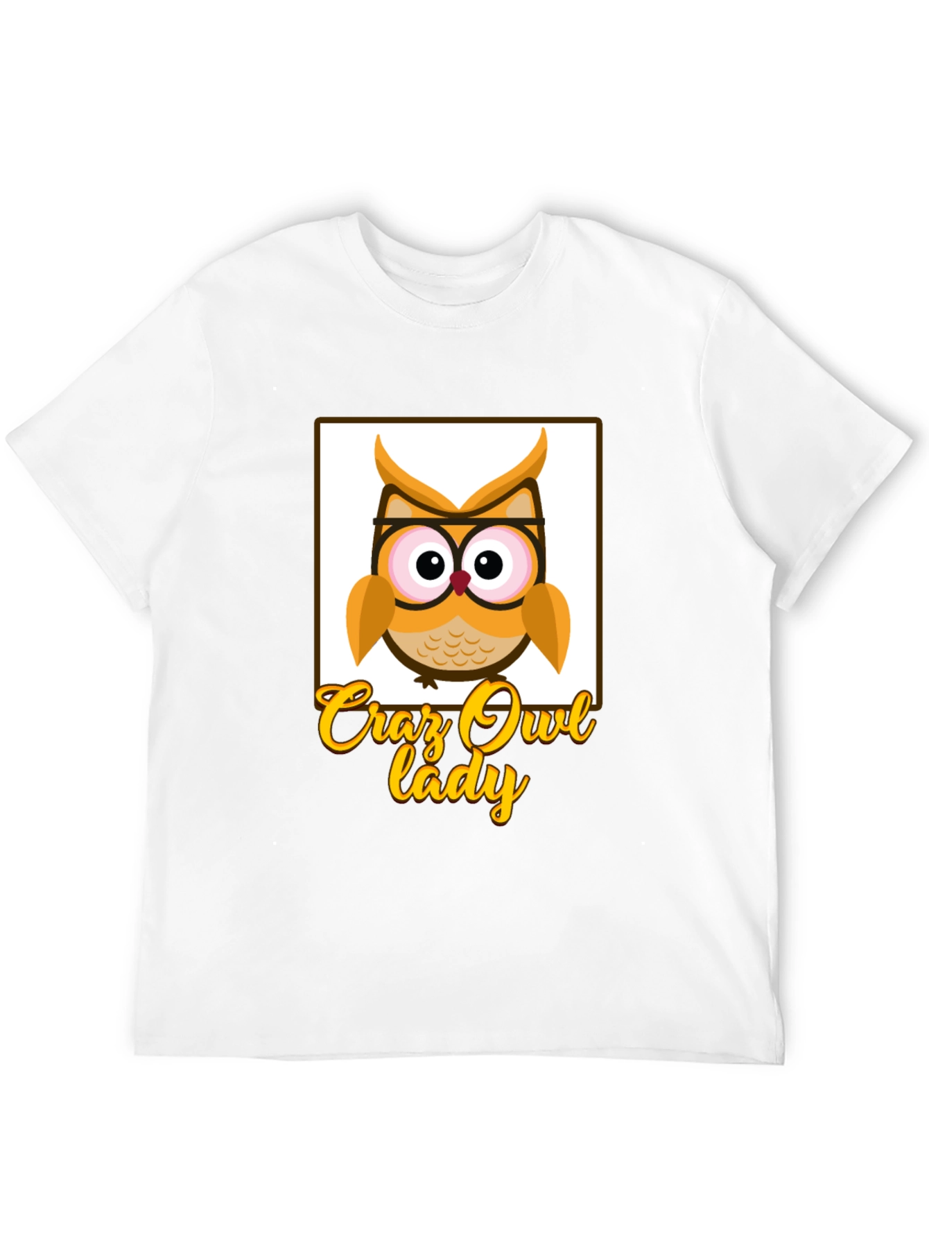 Crazy Owl Lady Graphic T-Shirt - Black Cotton Tee