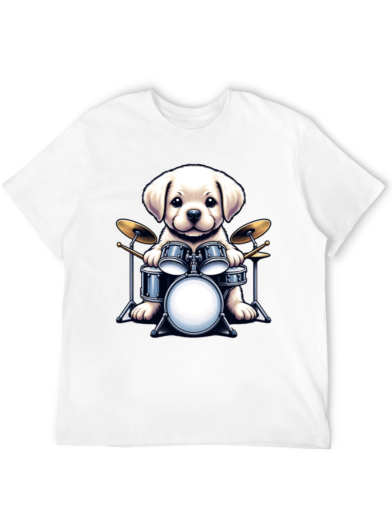 Dog Drummer T-Shirt - Cute Puppy Musician