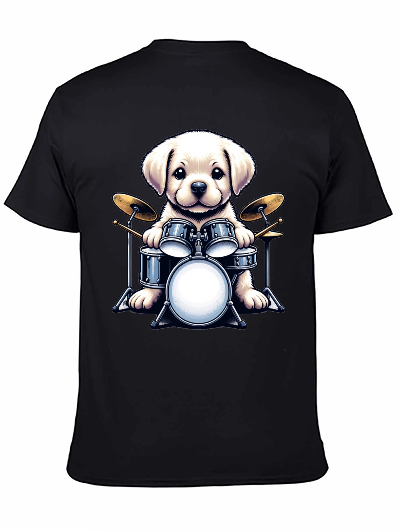 Dog Drummer T-Shirt - Cute Puppy Musician