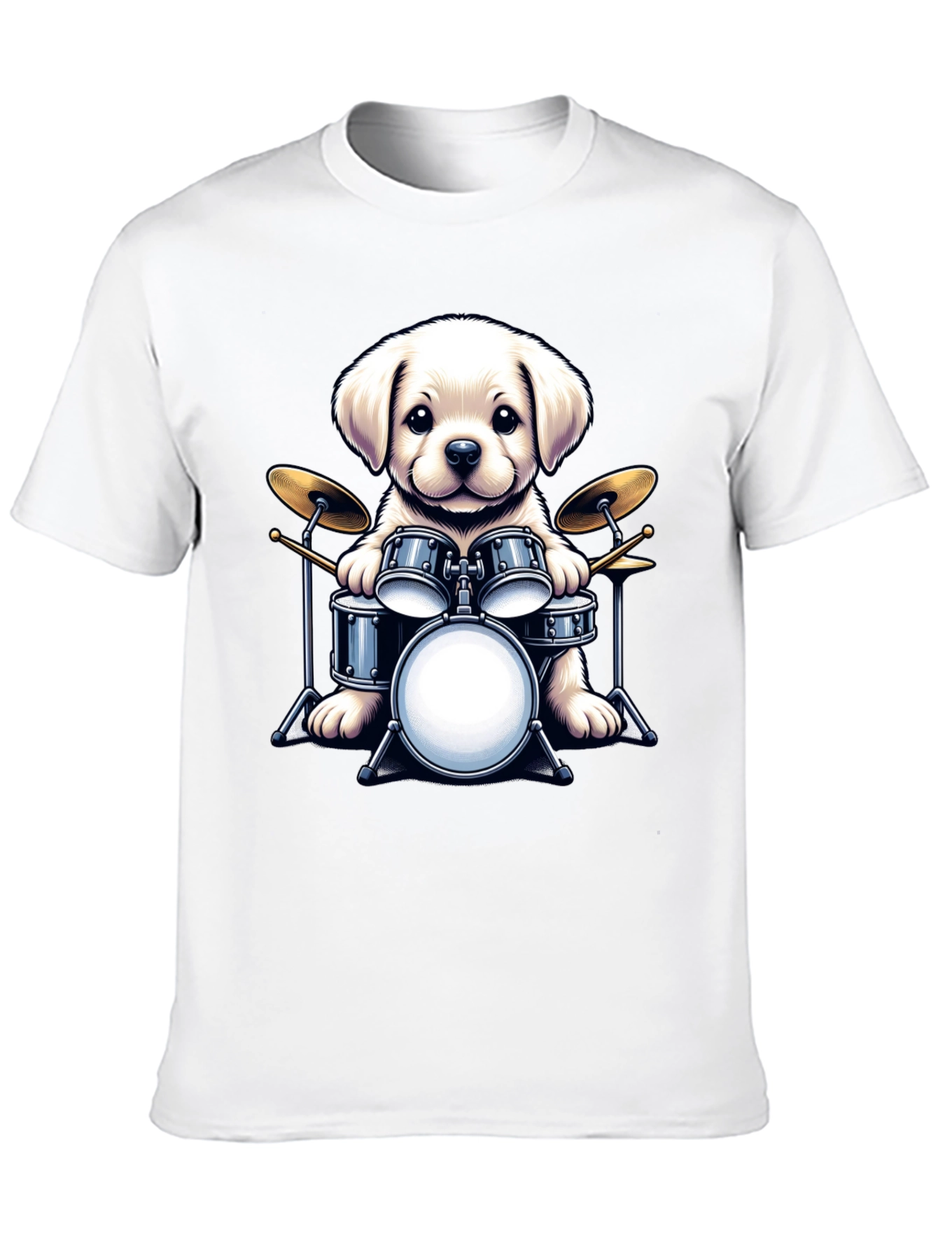 Dog Drummer T-Shirt - Cute Puppy Musician