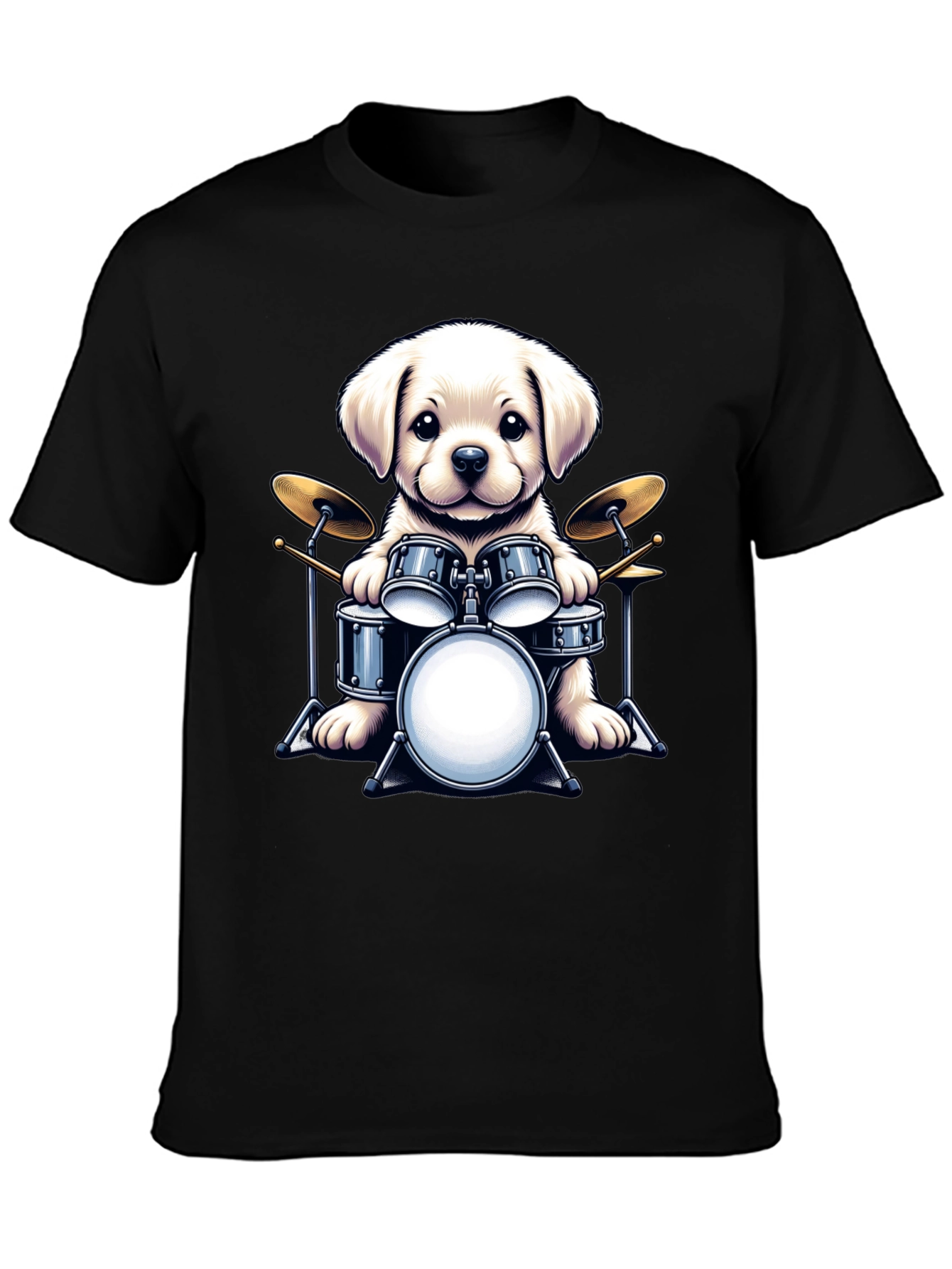 Dog Drummer T-Shirt - Cute Puppy Musician