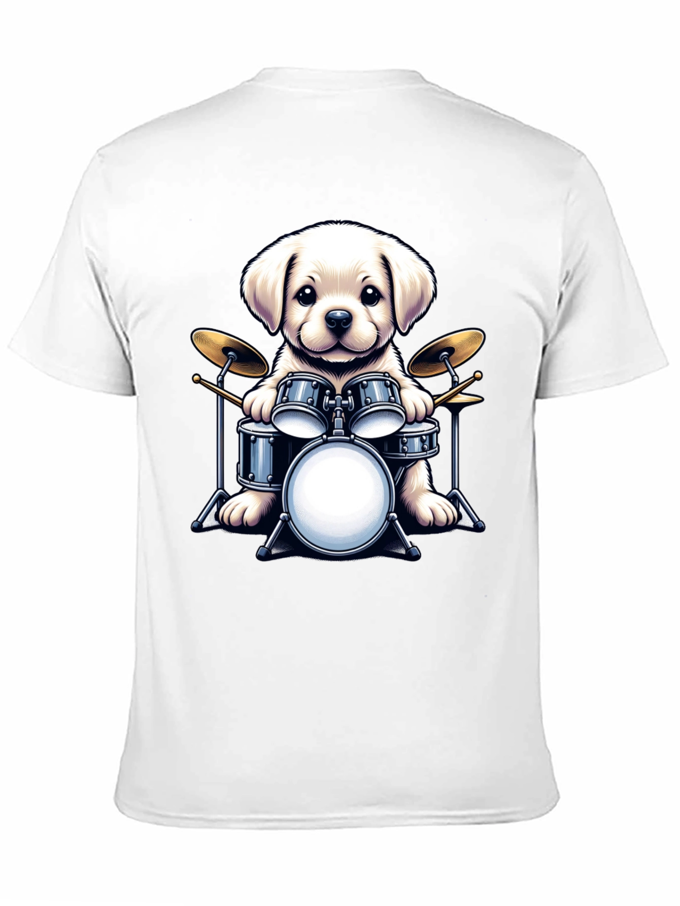 Dog Drummer T-Shirt - Cute Puppy Musician