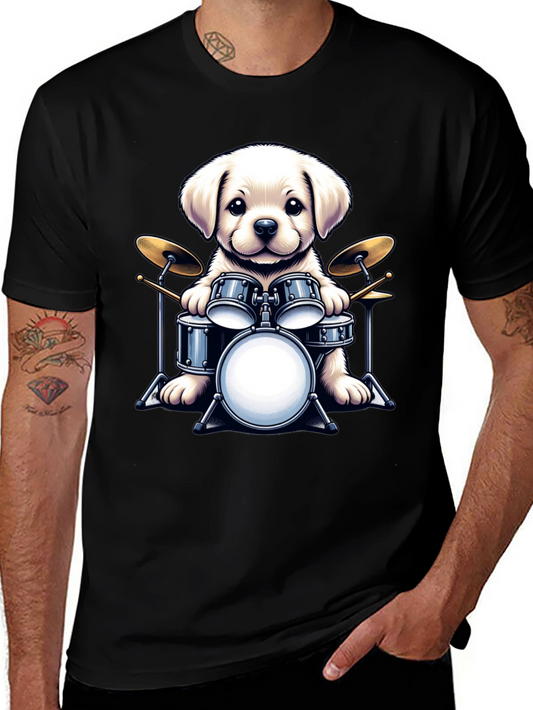 Dog Drummer T-Shirt - Cute Puppy Musician